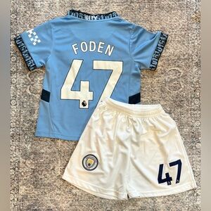 KIDS FODEN 47 MAN CITY SOCCER JERSEY SET